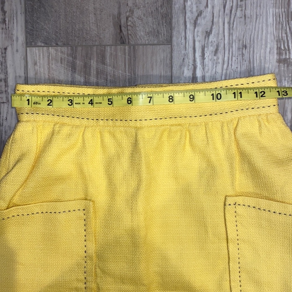 Anthropology- Cartonnier Yellow Pencil Skirt w Patch Pockets & contrasting blue - Picture 6 of 11